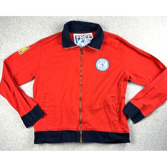 Free and Easy Jacket Mens Large Red Sunset Bird Graphic Made in LA Skater - Picture 3 of 15